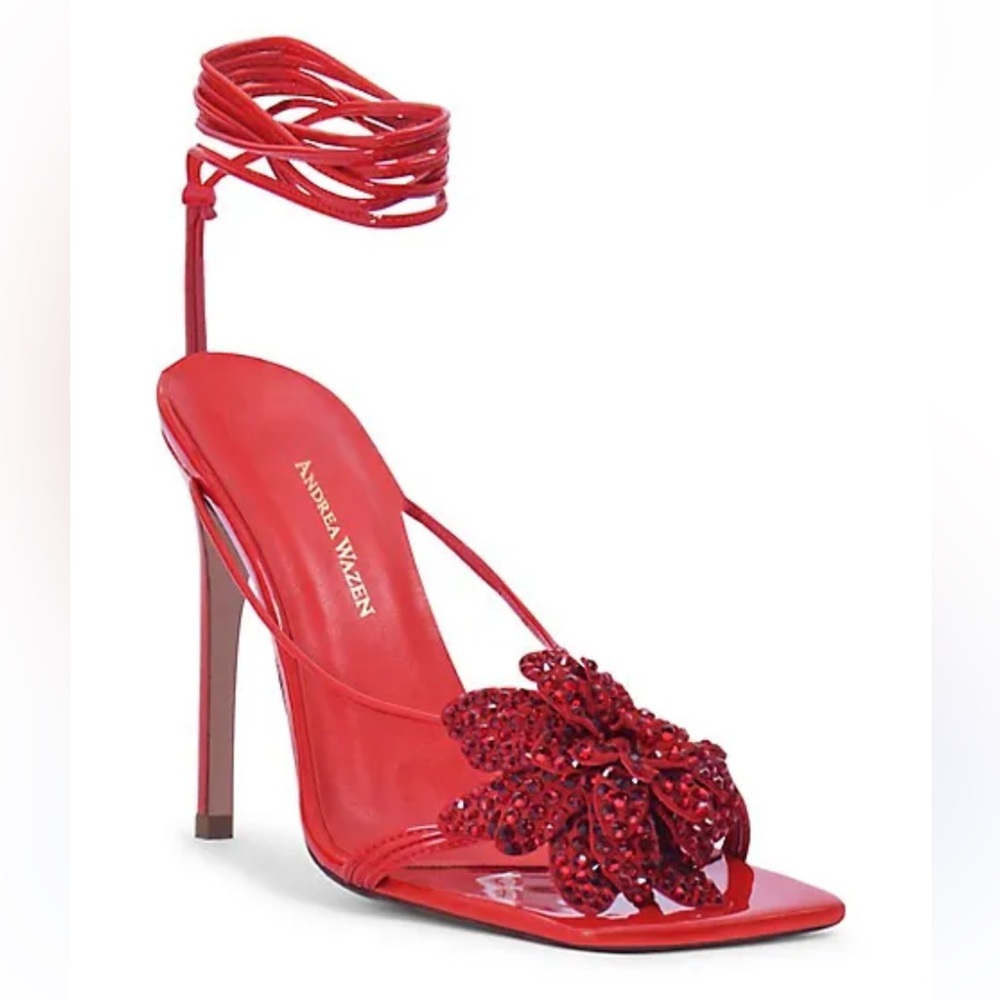 ANDREA WAZEN Flora Lace Up Glitz Sandal